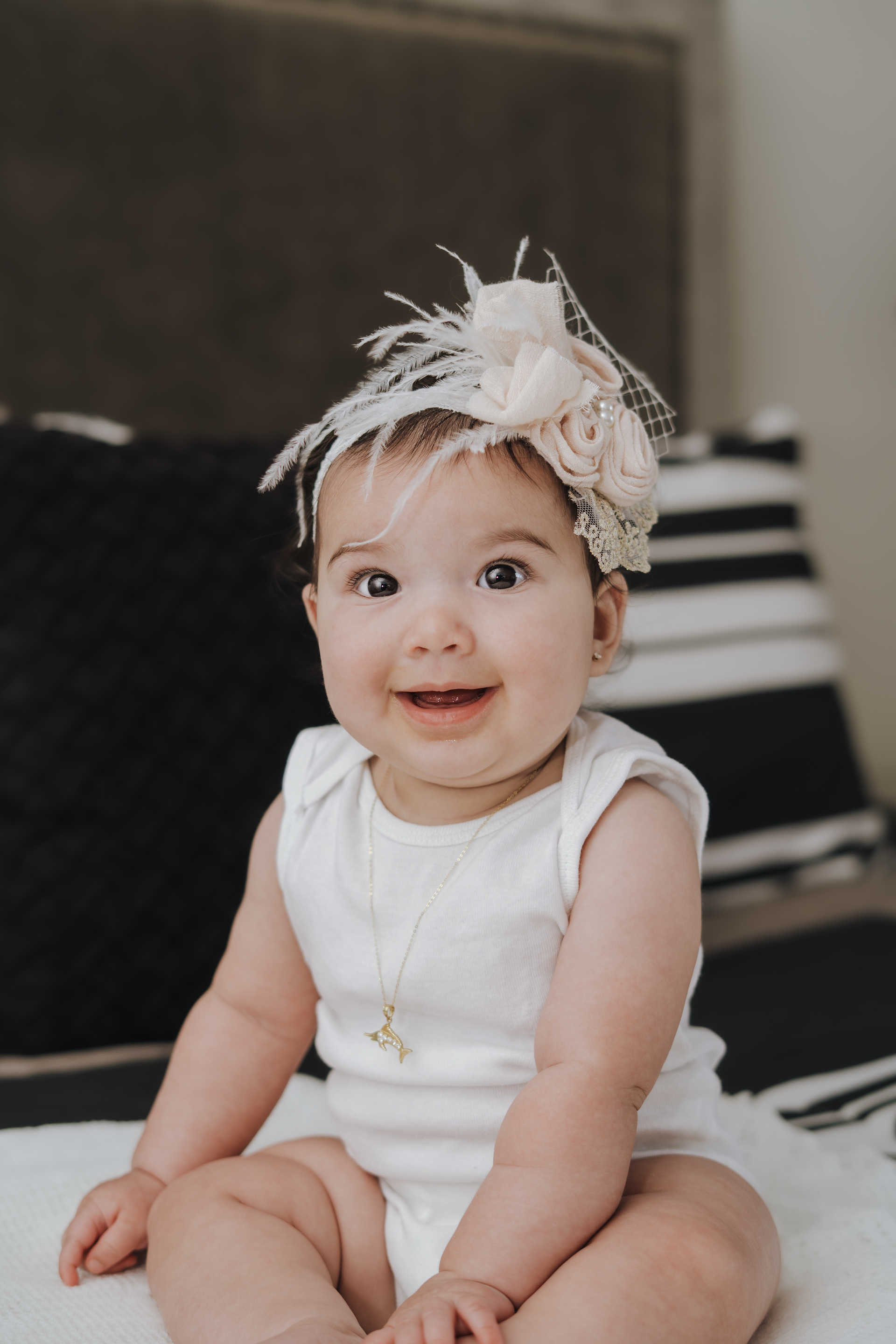 Baby milestone portrait with soft natural light